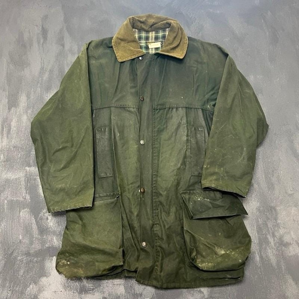 Vintage Country Trader Waxed Jacket Mens Small Green 1990s Blanket Lined